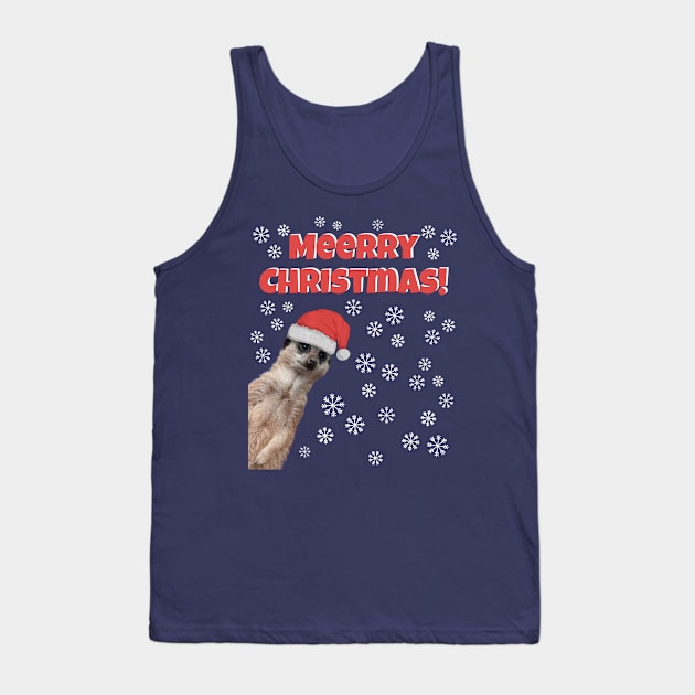 Merry Christmas (Meerry) -Cute Meerkat in Christmas hat with snowflakes Tank Top by Off the Page